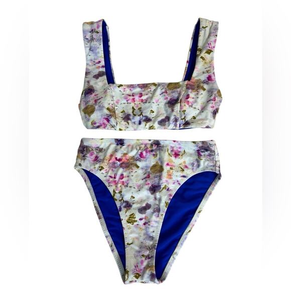 J. Crew x Flora Obscura Two Piece Bikini Set in Kaleidoscope Floral - Size S - Picture 2 of 11